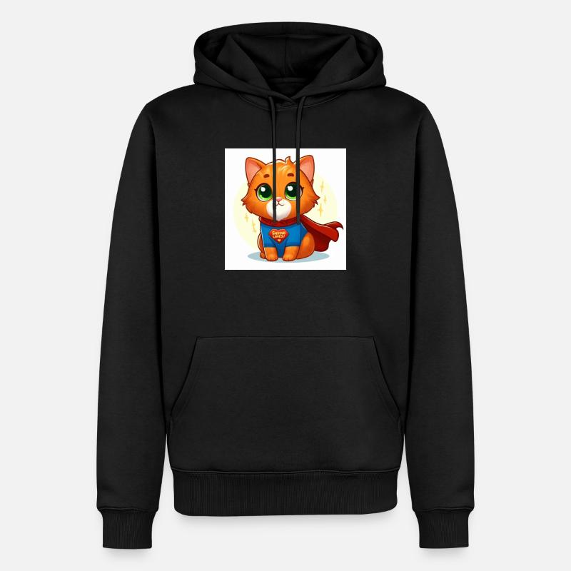 chat roux mignon - Sweat à capuche Premium bio Homme - noir