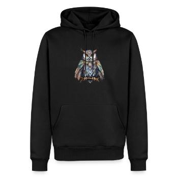 Schamanisches Krafttier Eule, Weisheit Intuiotion - Männer Premium Bio Hoodie - Schwarz - Vorne - Nico (187cm)