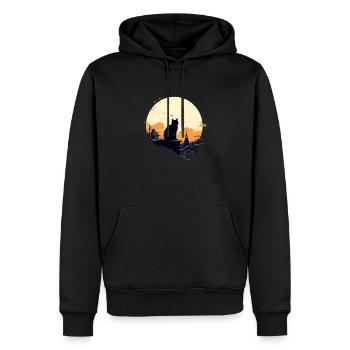 Einsame Katze - Männer Premium Bio Hoodie - Schwarz - Vorne - Nico (187cm)