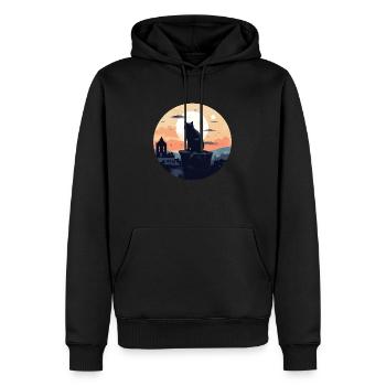 Katze auf dem Dach - Männer Premium Bio Hoodie - Schwarz - Vorne - Nico (187cm)