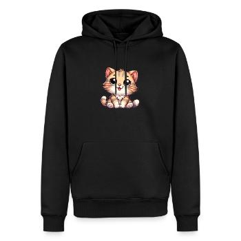 Katze Niedlich mit großen Augen für Katzenfreunde - Männer Premium Bio Hoodie - Schwarz - Vorne - Nico (187cm)