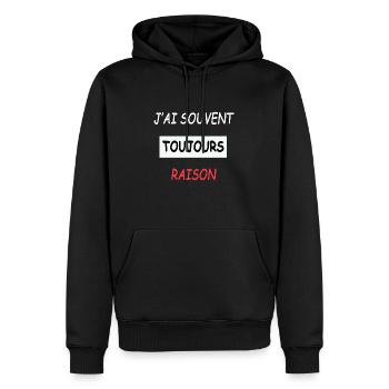 souvent toujours raison - Sweat à capuche Premium bio Homme - noir - Devant - Nico (187cm)