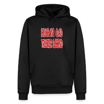 Trucker - Men’s Premium Organic Hoodie - black - Front - Nico (187cm)