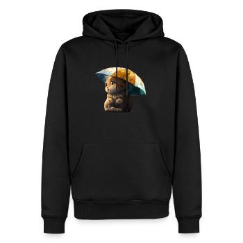 Perfekt zubereitet: Katze mit Schirm-T-Shirt - Männer Premium Bio Hoodie - Schwarz - Vorne - Nico (187cm)