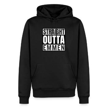 Straight Outta Emmen - Männer Premium Bio Hoodie - Schwarz - Vorne - Nico (187cm)