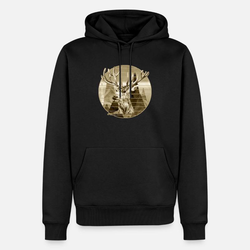 Cerf - Sweat à capuche Premium bio Homme - noir