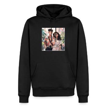 LOVE & JOY - Männer Premium Bio Hoodie - Schwarz - Vorne - Nico (187cm)