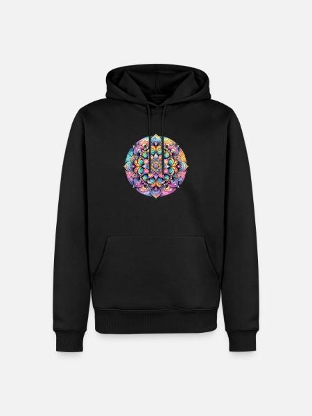 Elegance af farveblomsten - Herre Premium økologisk hoodie - sort