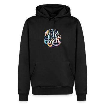 Selbstliebe im Wirbe - Männer Premium Bio Hoodie - Schwarz - Vorne - Nico (187cm)