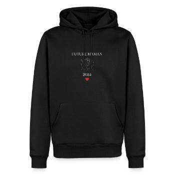 Future maman 2024 - Sweat à capuche Premium bio Homme - noir - Devant - Nico (187cm)