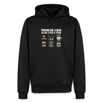 Dinge, die ich in meiner Freizeit mache: Pickleball - Männer Premium Bio Hoodie - Schwarz - Vorne - Nico (187cm)