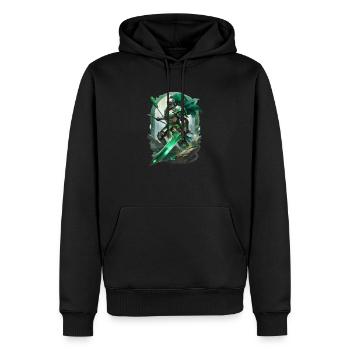 Gepanzerter Ritter, gekleidet in leuchtend grüne - Männer Premium Bio Hoodie - Schwarz - Vorne - Nico (187cm)