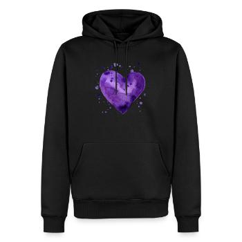 Wasserfarbherz (lila) - Männer Premium Bio Hoodie - Schwarz - Vorne - Nico (187cm)