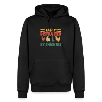 Easily Distracted By Chickens - Men’s Premium Organic Hoodie - black - Front - Nico (187cm)