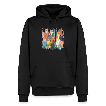 Bunte Katzen - Männer Premium Bio Hoodie - Schwarz - Vorne - Nico (187cm)