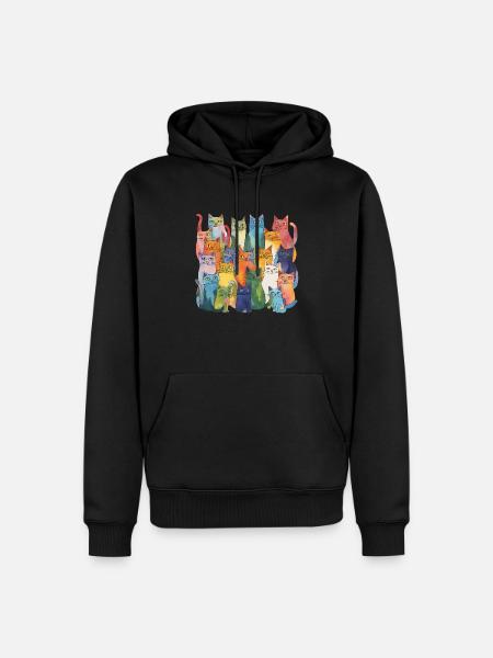 Bunte Katzen - Männer Premium Bio Hoodie - Schwarz