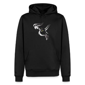 Tête de taureau tête Logo Steak Beast Gym corne - Sweat à capuche Premium bio Homme - noir - Devant - Nico (187cm)