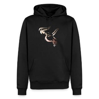 Stier Stierkopf Kopf Logo Steak Beast Gym Horn - Männer Premium Bio Hoodie - Schwarz - Vorne - Nico (187cm)