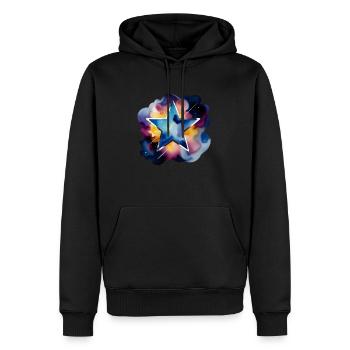 Éclaboussure de couleur : Étoile sombre - Sweat à capuche Premium bio Homme - noir - Devant - Nico (187cm)