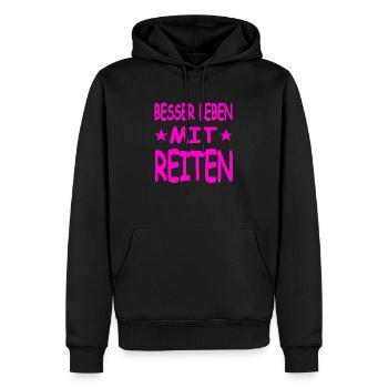 Chevaucher - Sweat à capuche Premium bio Homme - noir - Devant - Nico (187cm)