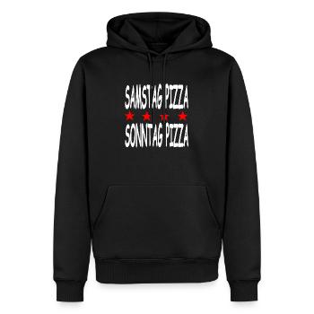 Pizza - Männer Premium Bio Hoodie - Schwarz - Vorne - Nico (187cm)
