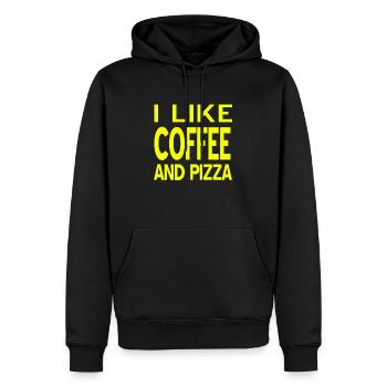Pizza - Männer Premium Bio Hoodie - Schwarz - Vorne - Nico (187cm)