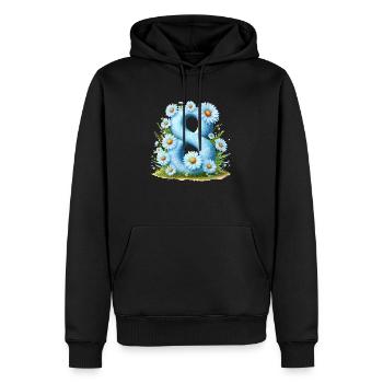 Nr. 8 eit digitale Hintergrundnummer Vektorzeichen Tal - Männer Premium Bio Hoodie - Schwarz - Vorne - Nico (187cm)