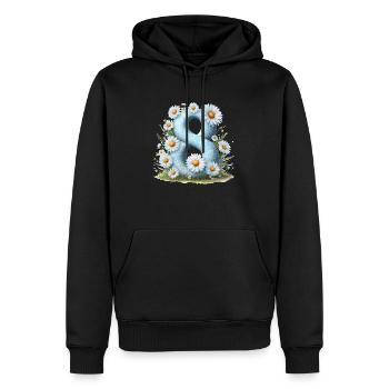 Nr. 8 eit digitale Hintergrundnummer Vektorzeichen Tal - Männer Premium Bio Hoodie - Schwarz - Vorne - Nico (187cm)