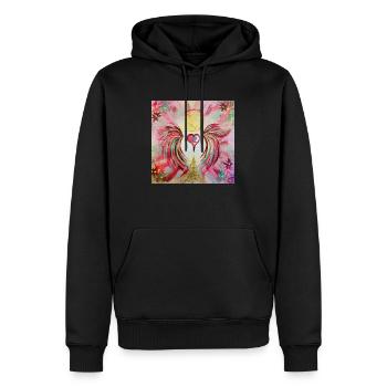Herzengel Wirkmacht - Männer Premium Bio Hoodie - Schwarz - Vorne - Nico (187cm)