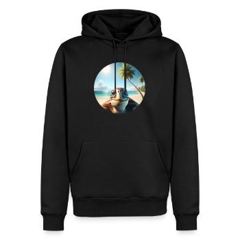 Tortue souriante - Sweat à capuche Premium bio Homme - noir - Devant - Nico (187cm)