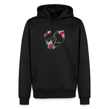 La mariée coeur floral -tshirt assorti - Sweat à capuche Premium bio Homme - noir - Devant - Nico (187cm)