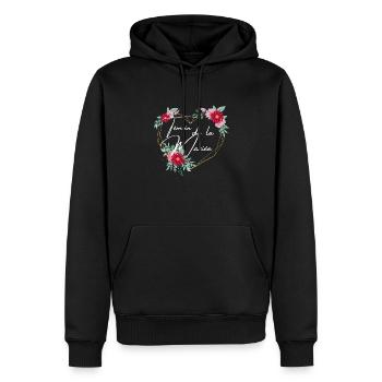 Brauttrauzeuge geblümtes Herz - passendes T-Shirt - Männer Premium Bio Hoodie - Schwarz - Vorne - Nico (187cm)