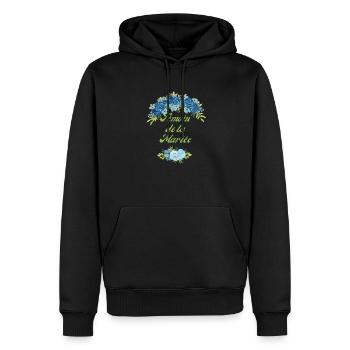 témoin de la mariée fleurs bleus -tshirt assorti - Sweat à capuche Premium bio Homme - noir - Devant - Nico (187cm)
