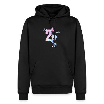2e anniversaire sirène - Sweat à capuche Premium bio Homme - noir - Devant - Nico (187cm)