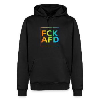 FCK AFD mit Rahmen Regenbogen - Männer Premium Bio Hoodie - Schwarz - Vorne - Nico (187cm)