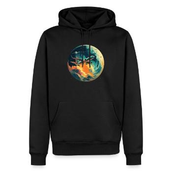 Global Flight : un voyage autour de la Terre - Sweat à capuche Premium bio Homme - noir - Devant - Nico (187cm)