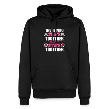 Ceux qui tuent ensemble restent ensemble - Sweat à capuche Premium bio Homme - noir - Devant - Nico (187cm)