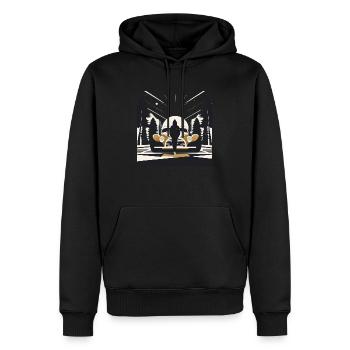 Figurine à capuche Art déco et voiture - Sweat à capuche Premium bio Homme - noir - Devant - Nico (187cm)