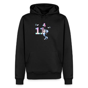 11e anniversaire sirène - Sweat à capuche Premium bio Homme - noir - Devant - Nico (187cm)