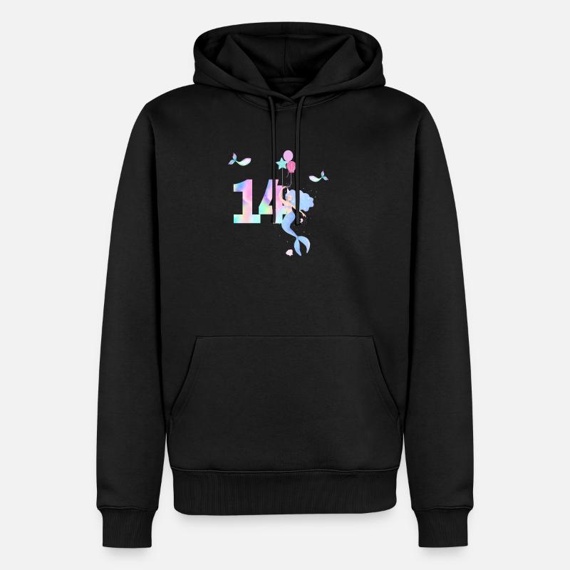 14e anniversaire sirène - Sweat à capuche Premium bio Homme - noir