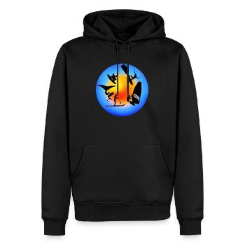 Rond jaune bleu wind wing kite sup surf - Sweat à capuche Premium bio Homme - noir - Devant - Nico (187cm)