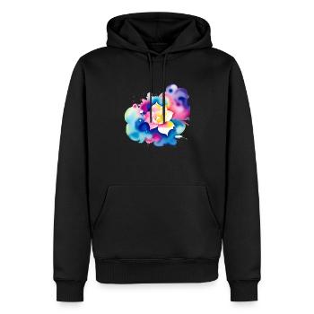 Farbtupfer: Rosa - Männer Premium Bio Hoodie - Schwarz - Vorne - Nico (187cm)