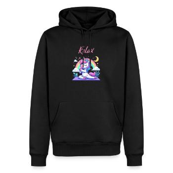 Einhorn Yoga - Männer Premium Bio Hoodie - Schwarz - Vorne - Nico (187cm)