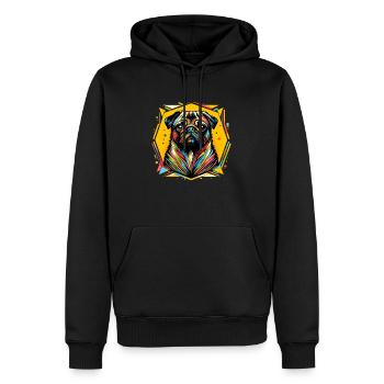 Chien Carlin - Sweat à capuche Premium bio Homme - noir - Devant - Nico (187cm)