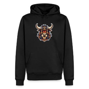 Yak - Männer Premium Bio Hoodie - Schwarz - Vorne - Nico (187cm)