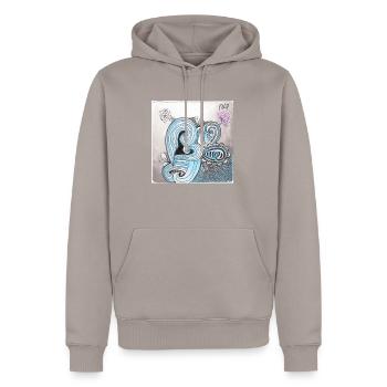 Confusion 39 - Men’s Premium Organic Hoodie - taupe - Front - Nico (187cm)