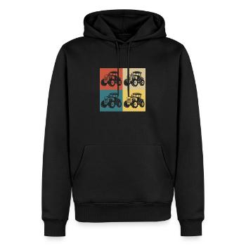 Tracteur vintage rétro - Sweat à capuche Premium bio Homme - noir - Devant - Nico (187cm)