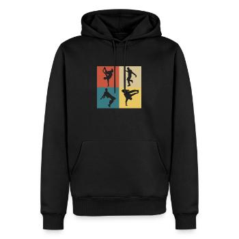 Retro Vintage Hip Hop - Männer Premium Bio Hoodie - Schwarz - Vorne - Nico (187cm)