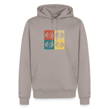 Jeux d'échec vintage rétro - Sweat à capuche Premium bio Homme - taupe - Devant - Nico (187cm)