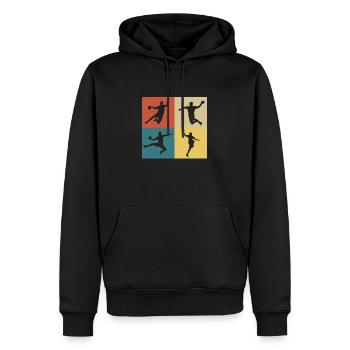 handball vintage rétro - Sweat à capuche Premium bio Homme - noir - Devant - Nico (187cm)